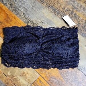 Maurices Bandeau Lace Floral Bralette M Black NWT